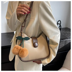 Solid PU Shoulder Bag Large Capacity Satchel Crossbody Lady Casual Messenger Bag