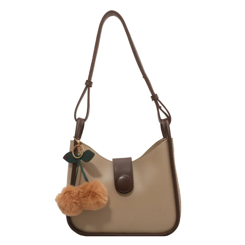 Solid PU Shoulder Bag Large Capacity Satchel Crossbody Lady Casual Messenger Bag