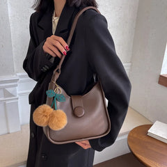 Solid PU Shoulder Bag Large Capacity Satchel Crossbody Lady Casual Messenger Bag