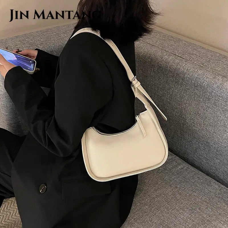 Women's PU Leather Lock Shoulder Bag Small Purse Zipper Clutch