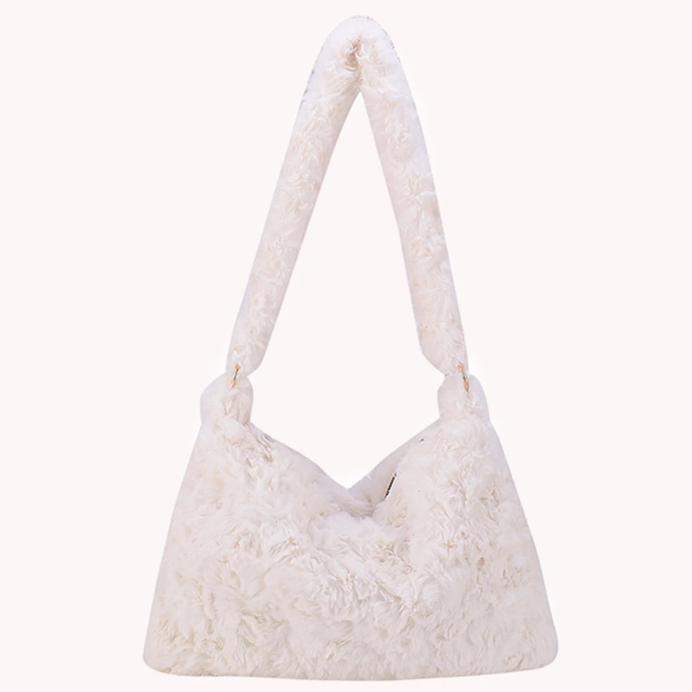 Retro Plush Shoulder Handbag for Women