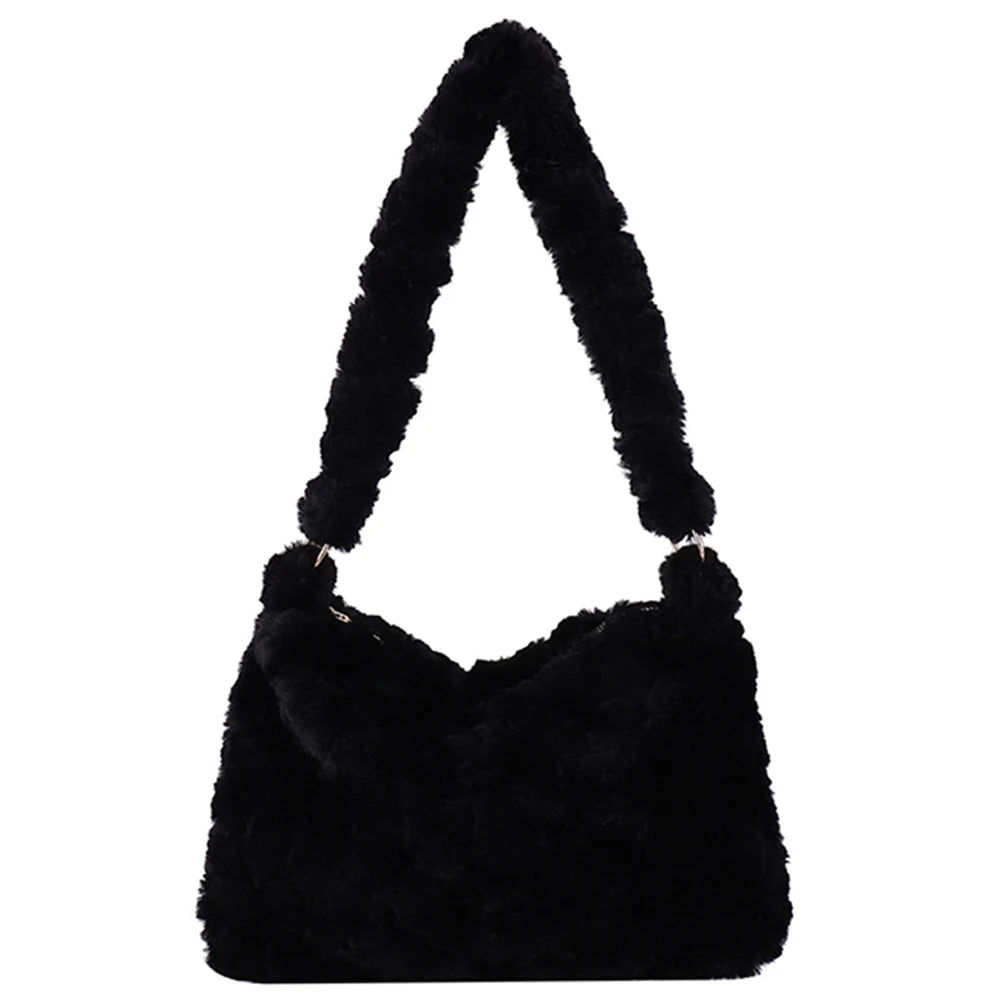 Retro Plush Shoulder Handbag for Women