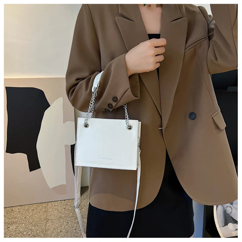 Women's Small Square Shoulder Messenger Bag Casual PU Leather Crossbody Bag