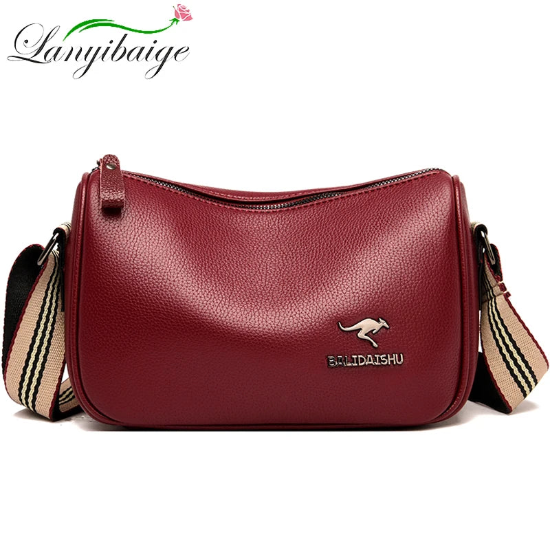 Shoulder Strap Women's Bag High PU Leather Ladies Shoulder Bag Letter Women Mess