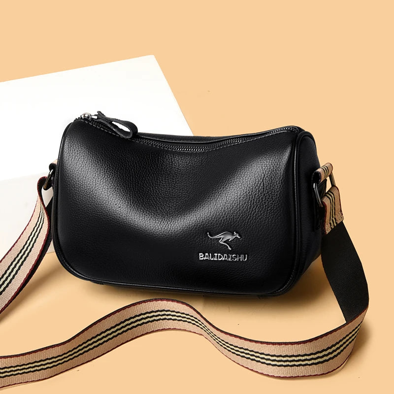 Shoulder Strap Women's Bag High PU Leather Ladies Shoulder Bag Letter Women Mess