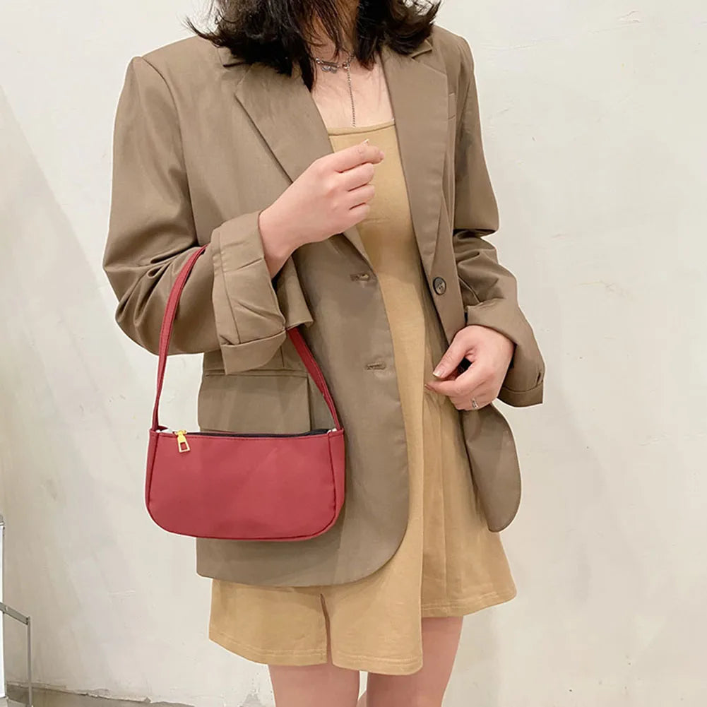 Small Nylon Shoulder Underarm Tote Bag
