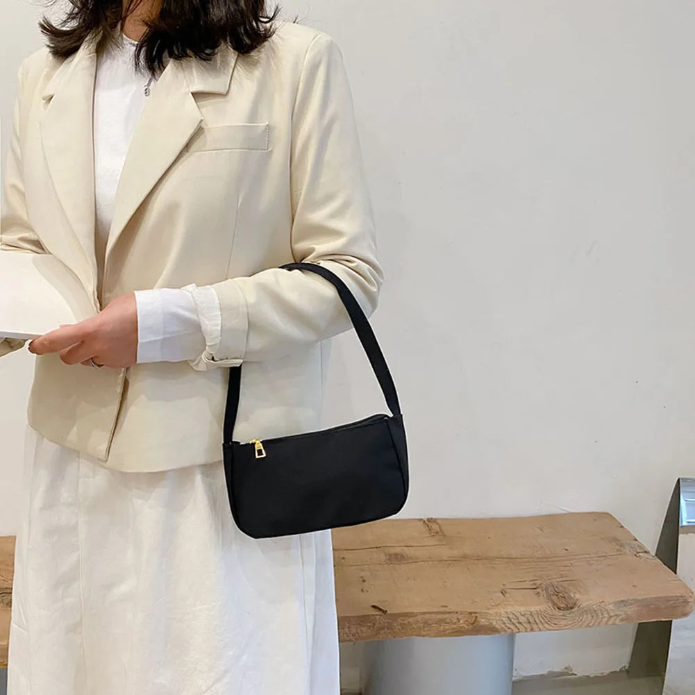 Small Nylon Shoulder Underarm Tote Bag