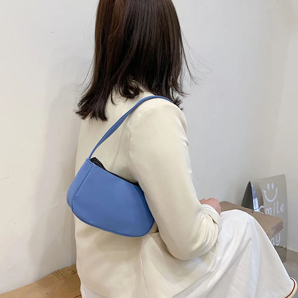 Small Nylon Shoulder Underarm Tote Bag