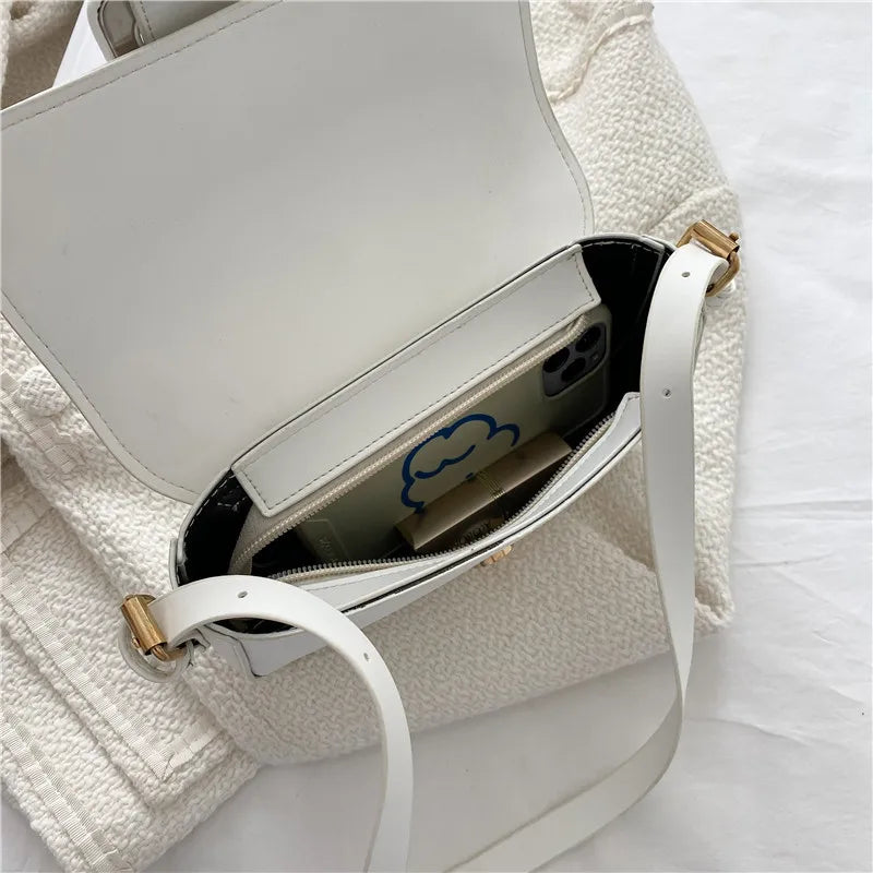 Flap Shoulder Bags For Women PU Leather Underarm Bags Candy Armpit Bag