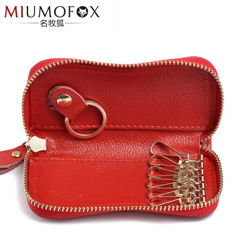 Leather Keychain Key Bag Wallet 8 Key Holder Organizer