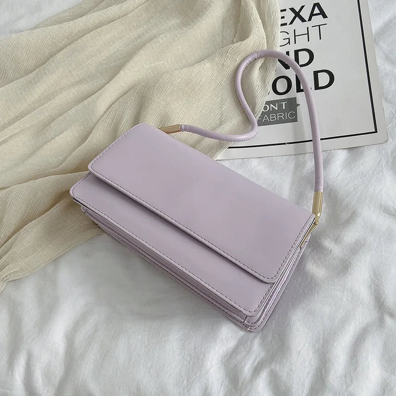 Solid Women Shoulder Bags Totes PU Leather Flap Small Top-Handle Bags Female