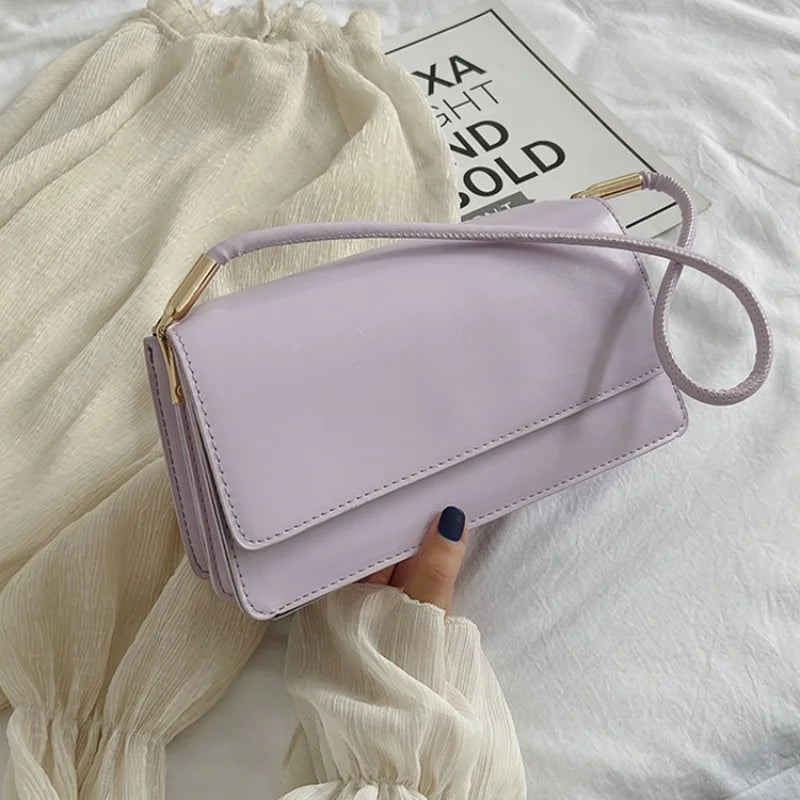 Solid Women Shoulder Bags Totes PU Leather Flap Small Top-Handle Bags Female