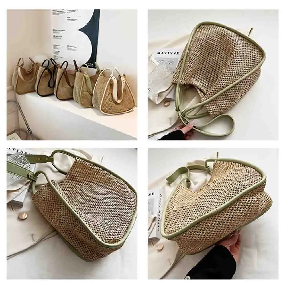 Lightweight Woven Beach Tote Bag Straw Shoulder Purse