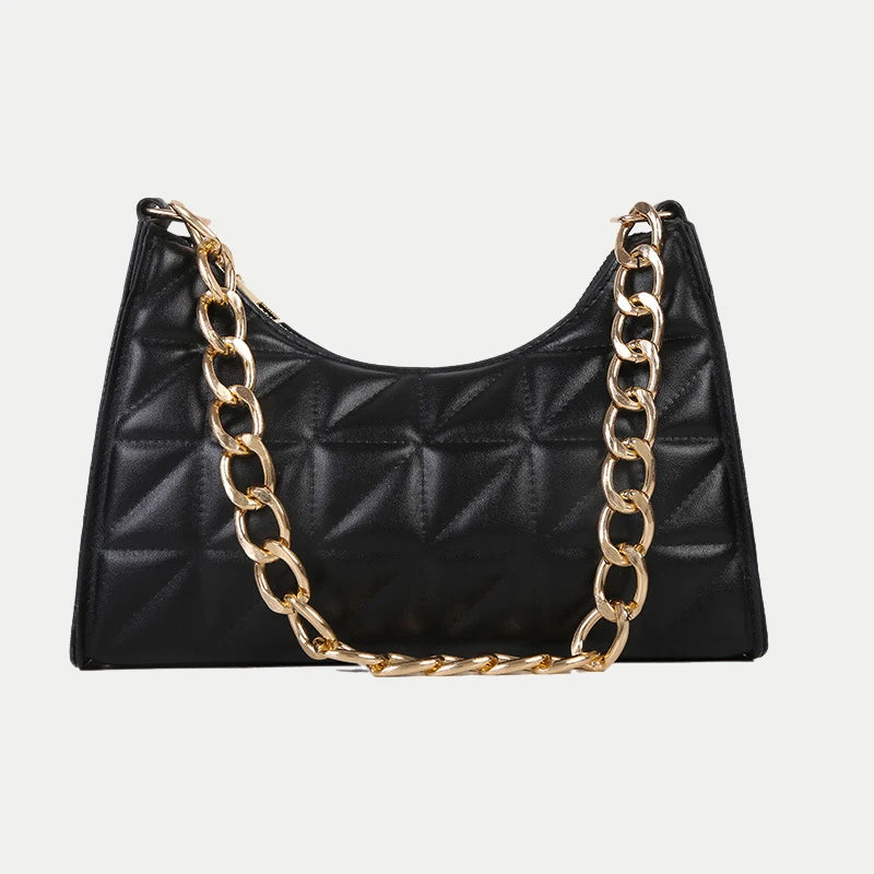 Plaid PU Leather Shoulder Bag for Women Armpit Handbag Purse Female Pouch Hobo
