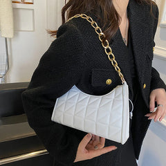 Plaid PU Leather Shoulder Bag for Women Armpit Handbag Purse Female Pouch Hobo