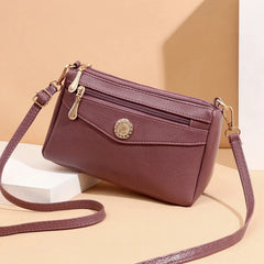 Women's Small PU Leather Messenger Bag Solid Shoulder Crossbody Clutch