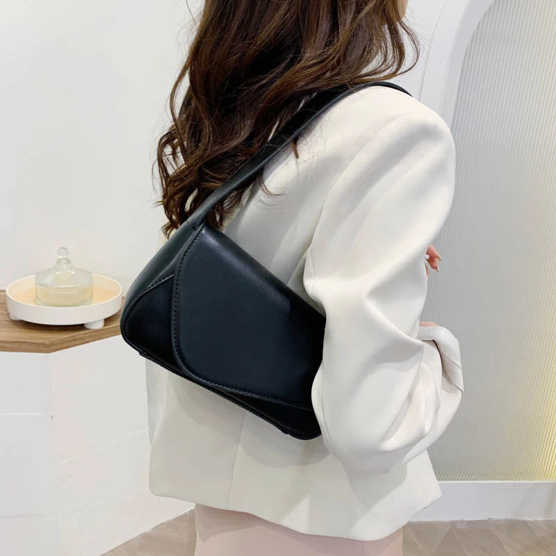 Leather Shoulder Bag Women's Handbag Spring Flap Armpit Purse Pouch