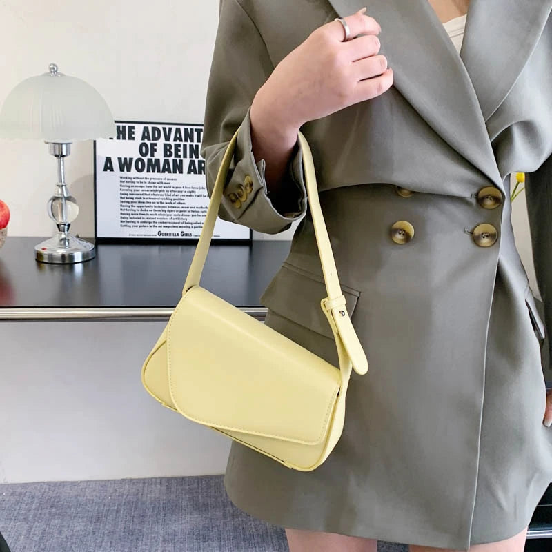 Leather Shoulder Bag Women's Handbag Spring Flap Armpit Purse Pouch