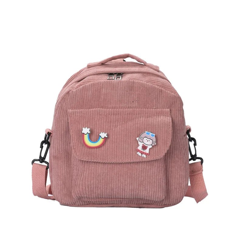 Small Canvas Crossbody Bags for Women Corduroy Shoulder Backpack