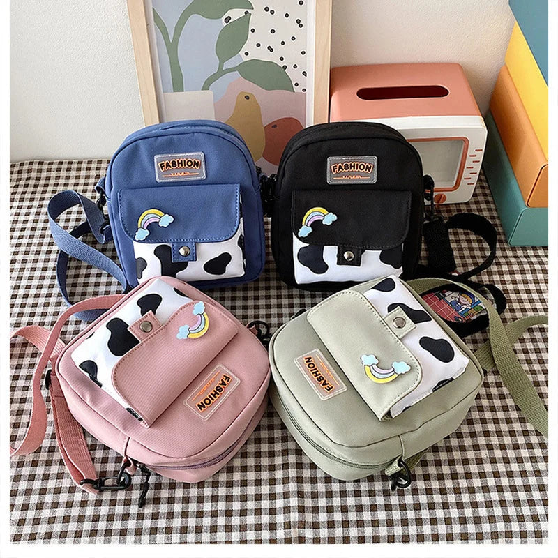 Cow Print Crossbody Bag for Women Small Canvas Shoulder Purse