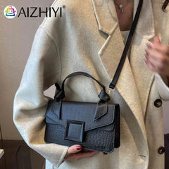 Crossbody Bag Knot Handle Women Top-handle Bag PU Leather Solid Flap Buckle