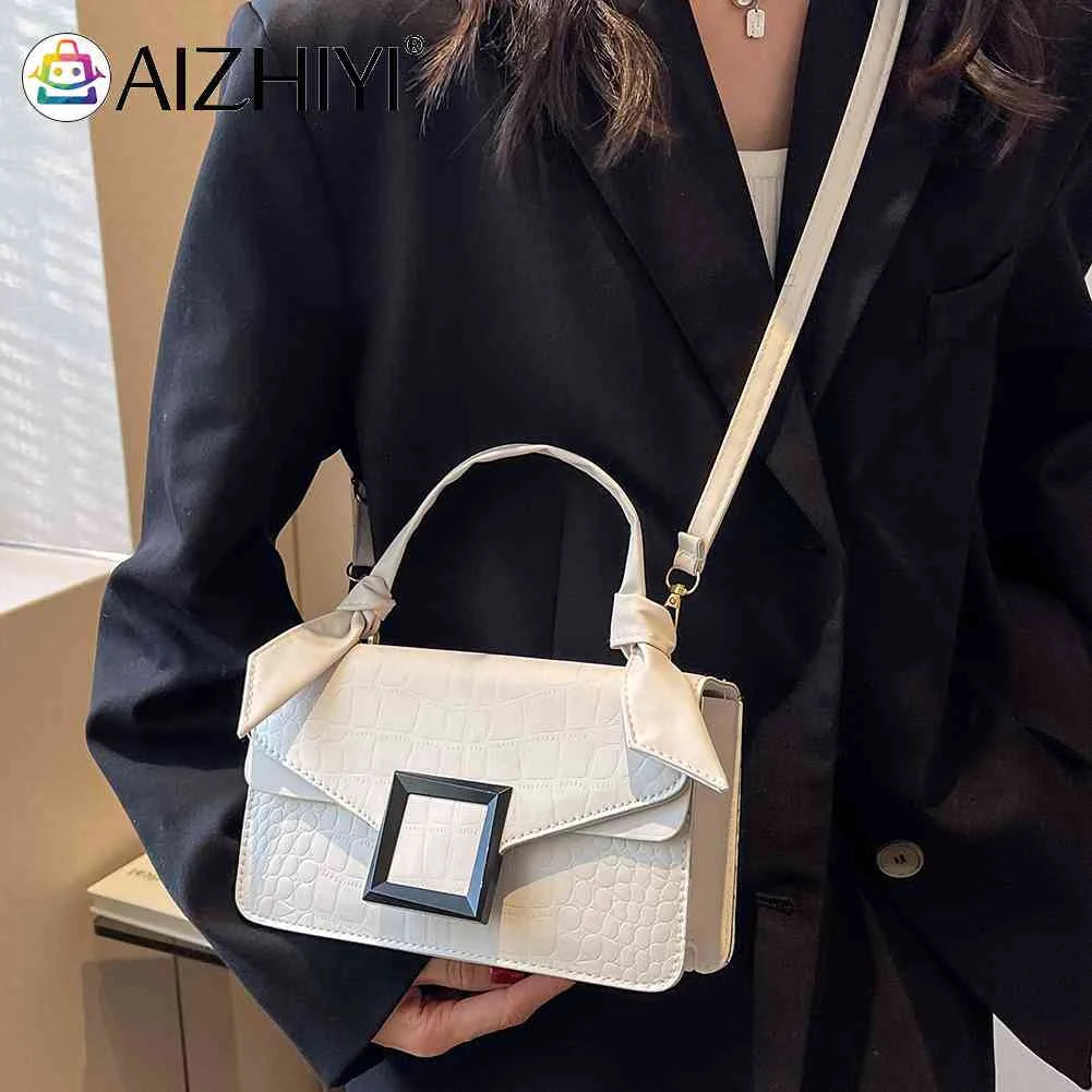 Crossbody Bag Knot Handle Women Top-handle Bag PU Leather Solid Flap Buckle