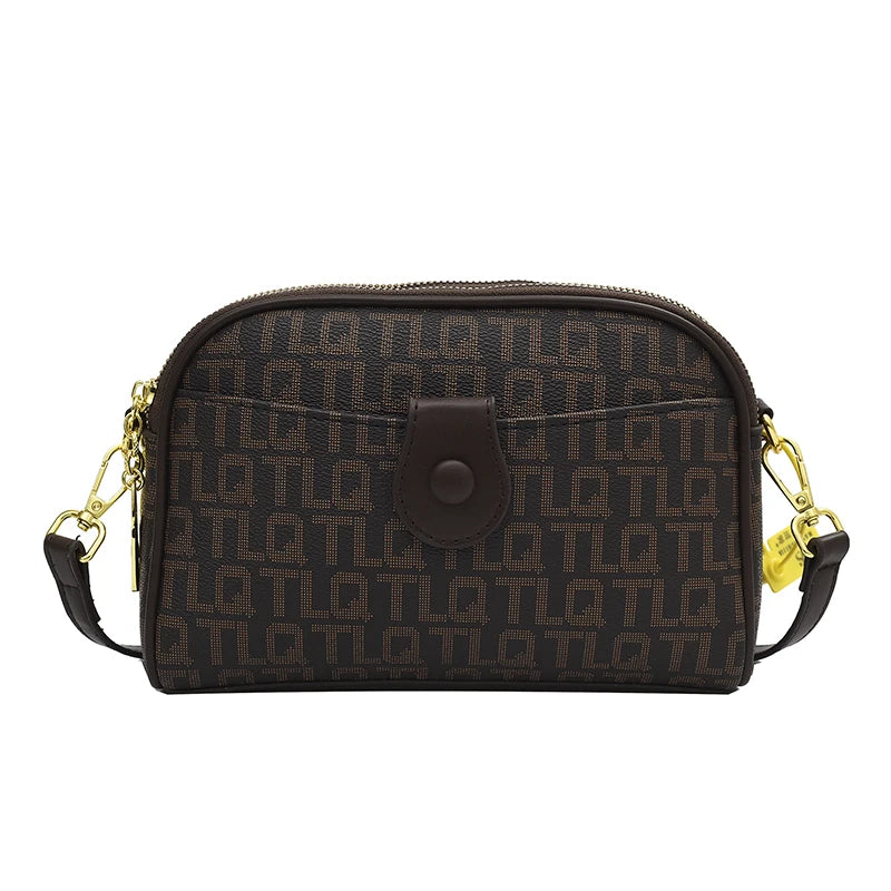 Vintage Leather Crossbody Bag for Women Zipper Shoulder Purse