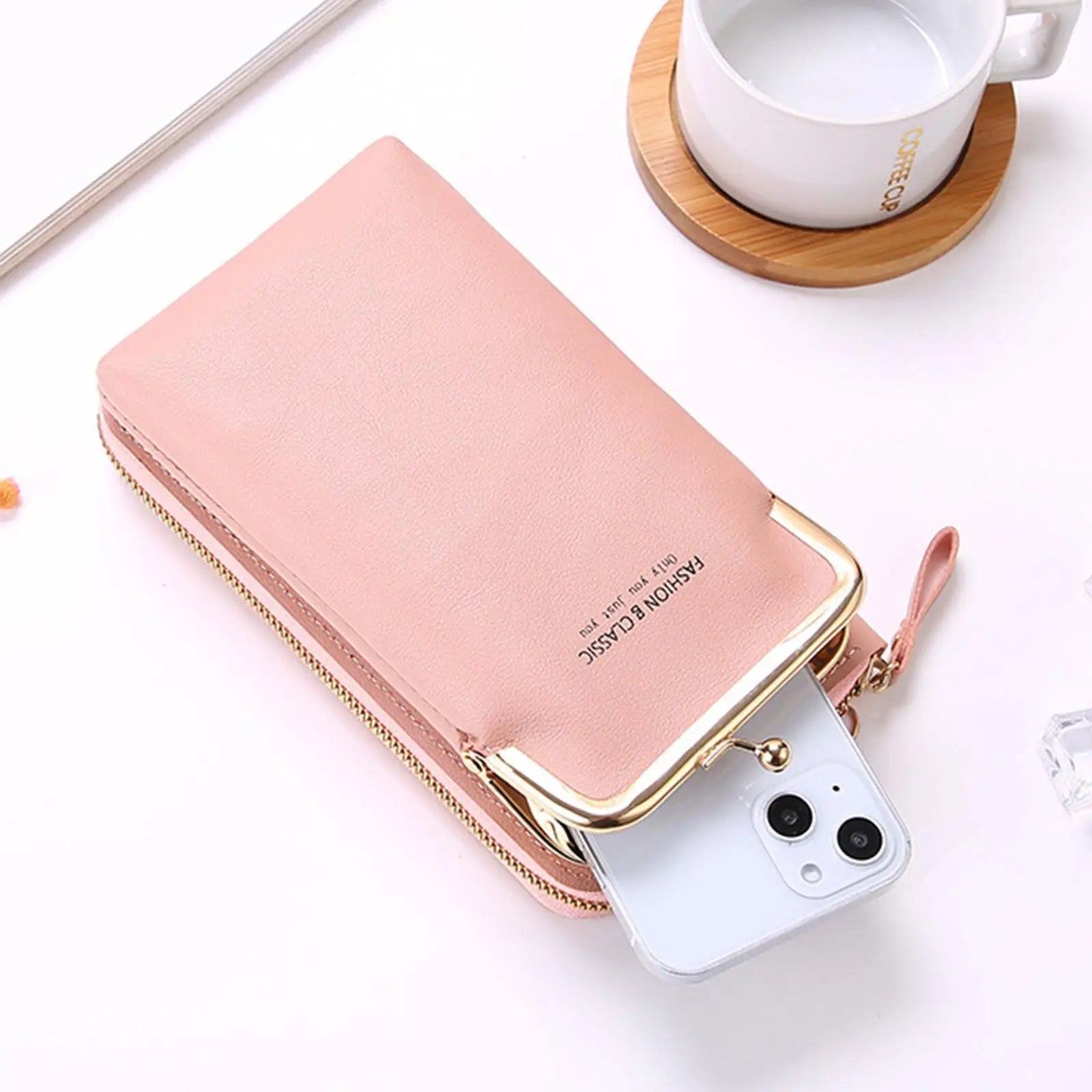 Matte Leather Mini Crossbody Bag Wallet for Women