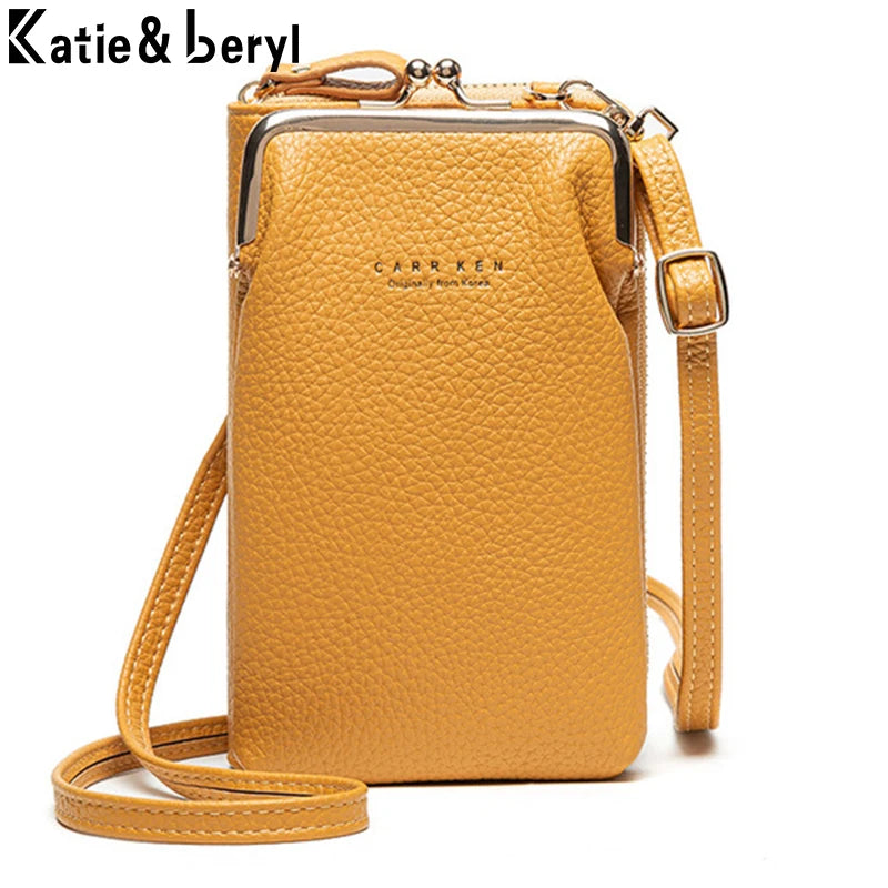 Mini PU Leather Crossbody Bag Women Yellow