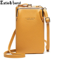 Mini PU Leather Crossbody Bag Women Yellow