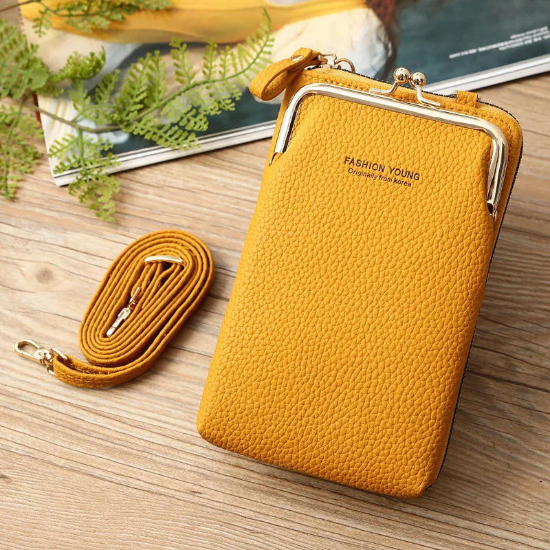 Yellow Mini PU Leather Crossbody Bag Women Small Shoulder Messenger
