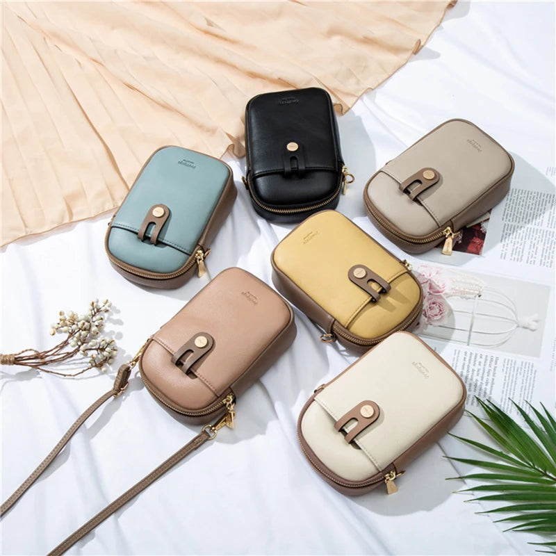 Yellow Mini Crossbody Bag Small PU Leather Messenger Shoulder
