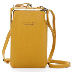 Women PU Leather Small Crossbody Bag Yellow Zipper Flap