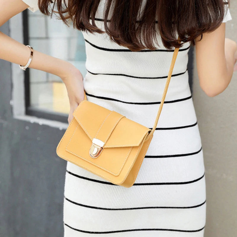 Mini PU Leather Crossbody Bag for Women Yellow