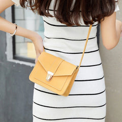 Mini PU Leather Crossbody Bag for Women Yellow