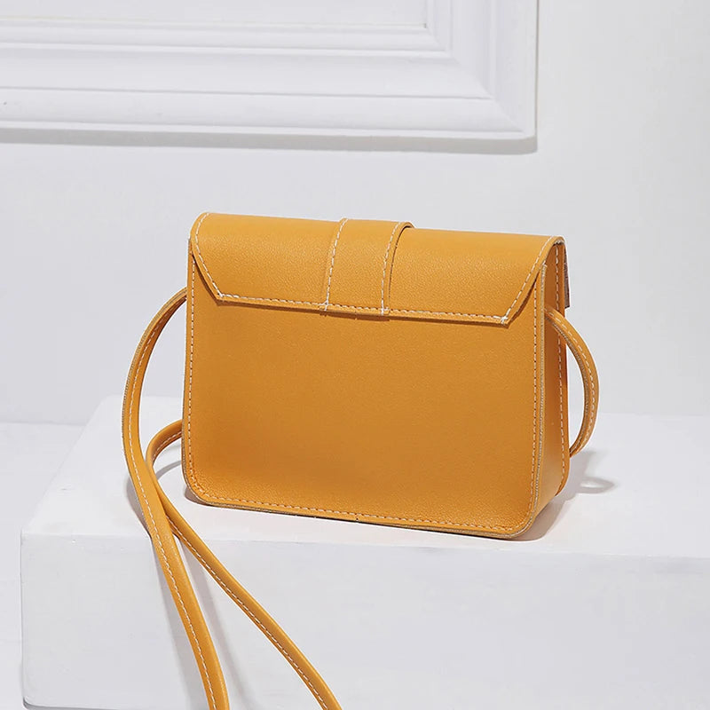 Mini PU Leather Crossbody Bag for Women Yellow