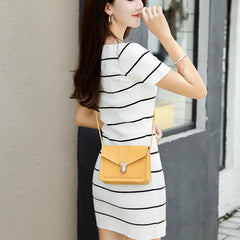 Small Crossbody Bag Yellow PU Leather Shoulder Messenger for Women