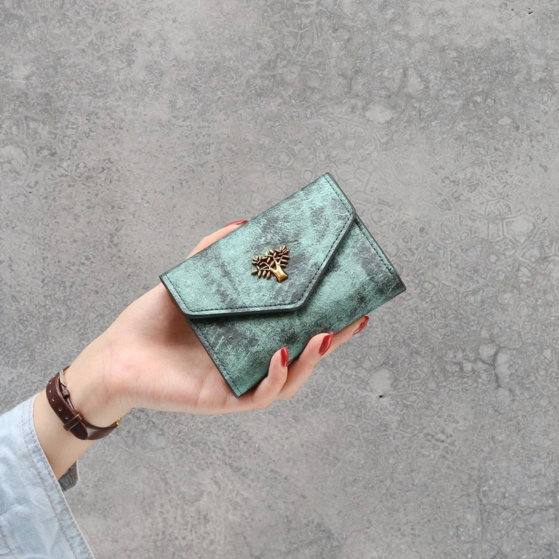 Vintage Matte Short Clutch Wallet for Women