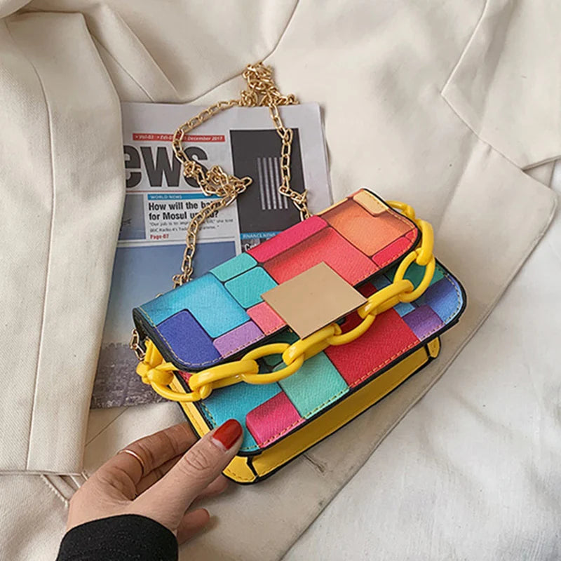 Flap Shoulder Bag Women Chains Crossbody PU Leather Handbag Clutch