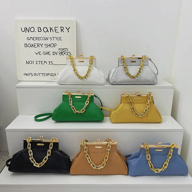 Small Shoulder Bag Thick Chain Handbag And Purse High Leather Women Tote Bags