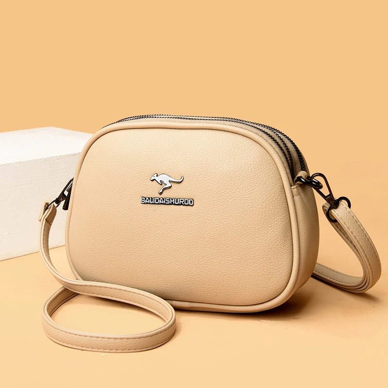 Small Solid Messenger Bags Women High Leather Messenger Bag Anti Theft Bag