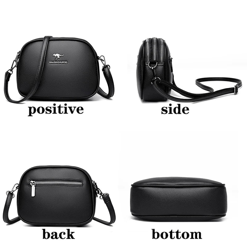 Small Solid Messenger Bags Women High Leather Messenger Bag Anti Theft Bag