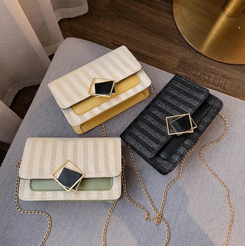 Small Square Bag Women's Handbag PU Leather Chain Mobile Phone Purse Shoulder Ba