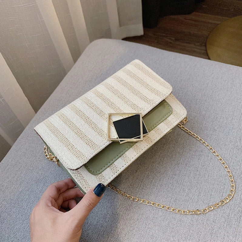 Small Square Bag Women's Handbag PU Leather Chain Mobile Phone Purse Shoulder Ba