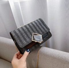 Small Square Bag Women's Handbag PU Leather Chain Mobile Phone Purse Shoulder Ba