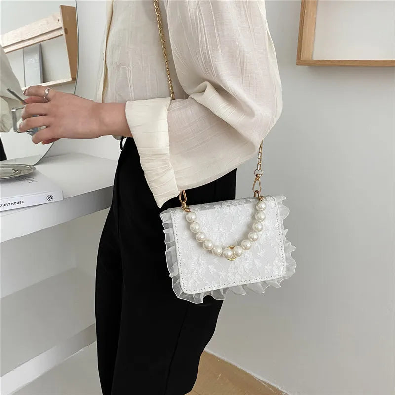 Square Pearl Handbag Crossbody Summer Shoulder