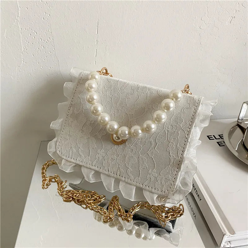 Square Pearl Handbag Crossbody Summer Shoulder