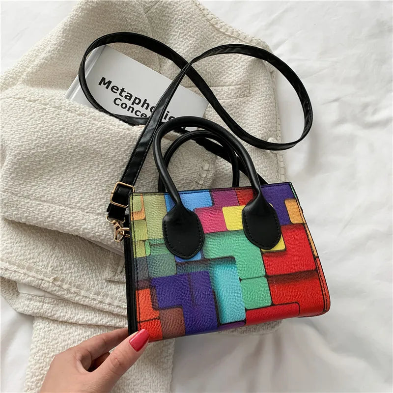 Rainbow Crossbody Messenger Bag Women Small Square Shoulder Phone Purse Handbag