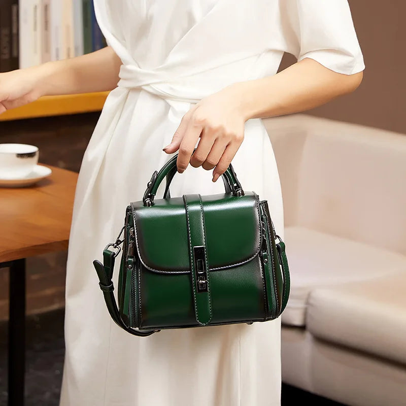 Small Square Women Shoulder Bags Lock Solid PU Leather Messenger Bag