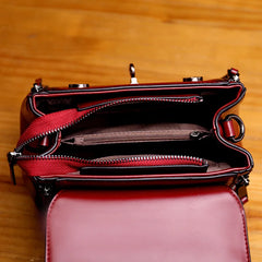 Small Square Women Shoulder Bag Lock Solid PU Leather Messenger Bag
